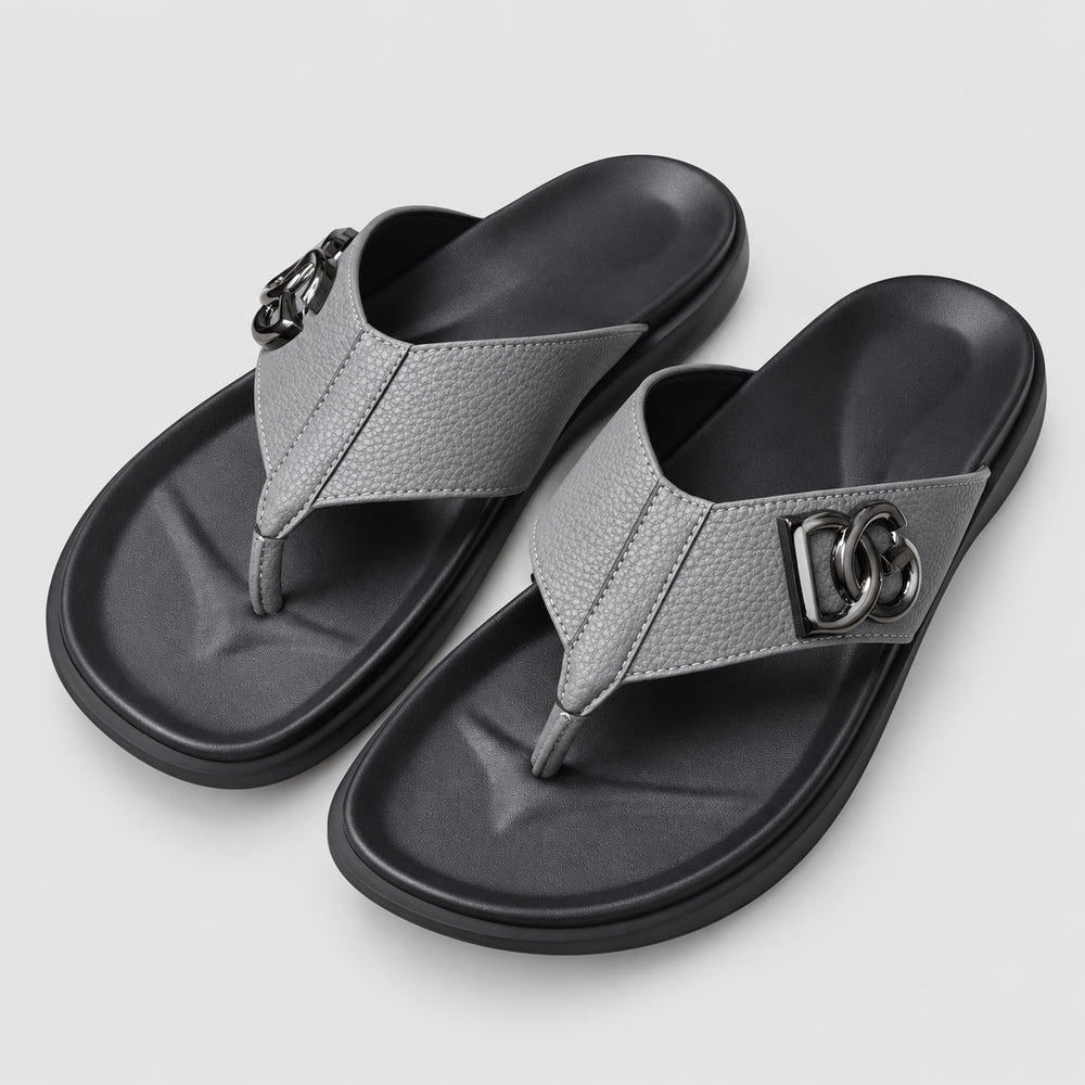 Grey Men's Slides #57 | Men's Streetwear