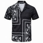 Black Bandana Short Sleeve Shirt | Men's Streetwear