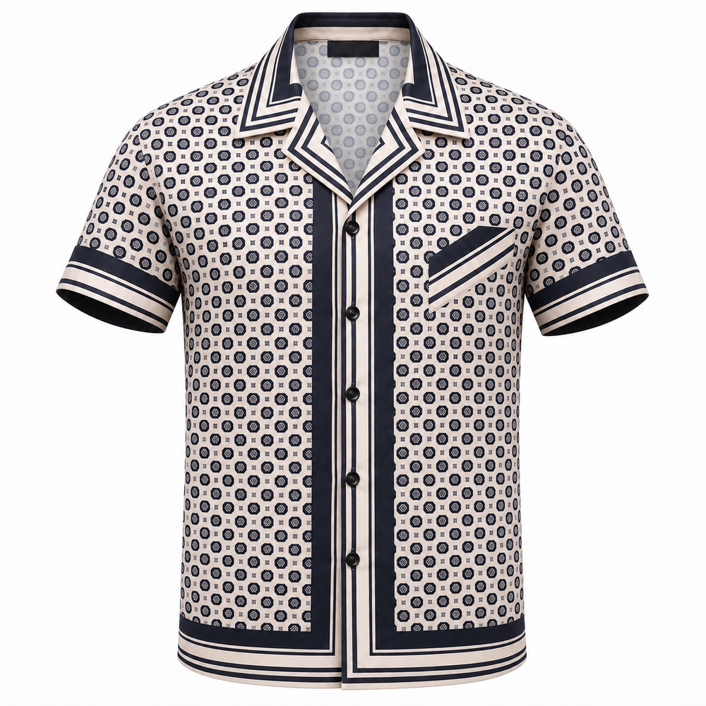 White Monogram Short Sleeve Shirt | Men's Streetwear