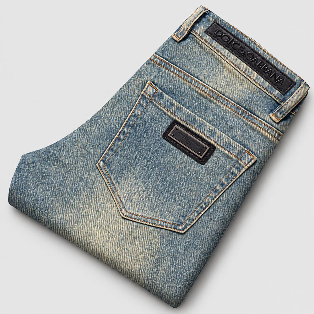 Light Blue Washed Jeans | Men's Streetwear