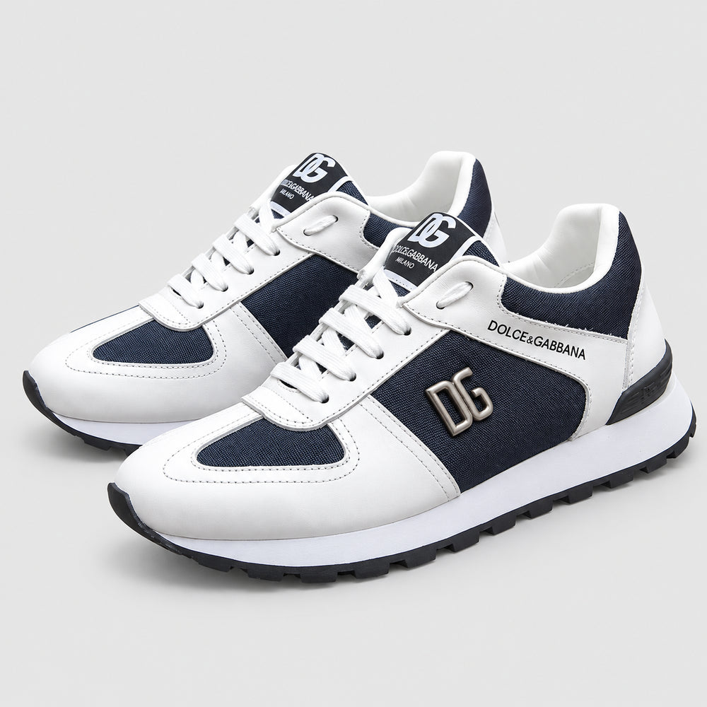 2026 Premium Leather Casual Sneakers - Designer Unisex Shoes in Black & Blue