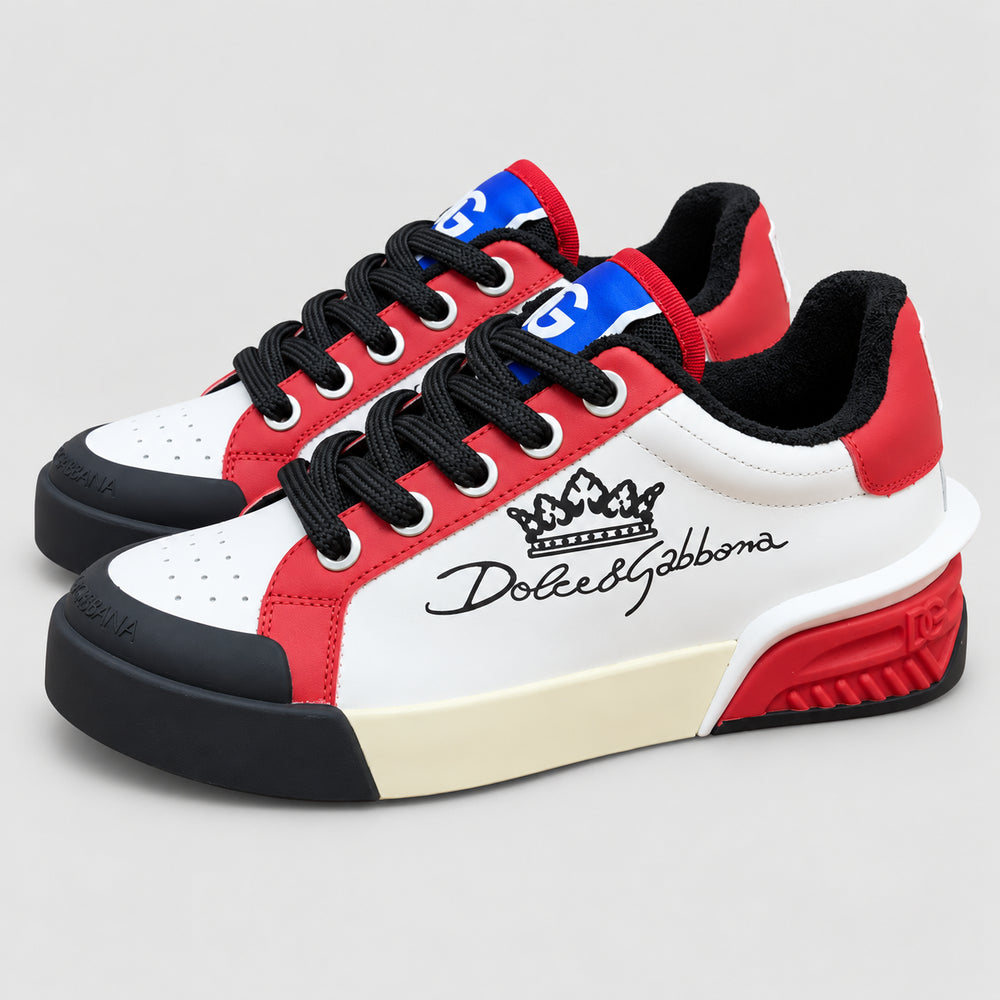 Red Leather Casual Sneakers #14 | Men's Streetwear