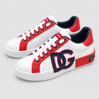 White & Red Leather Casual Sneakers #2 | Men's Streetwear