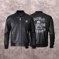 PP Black Skull Leather Bomber Jacket | Men's Streetwear