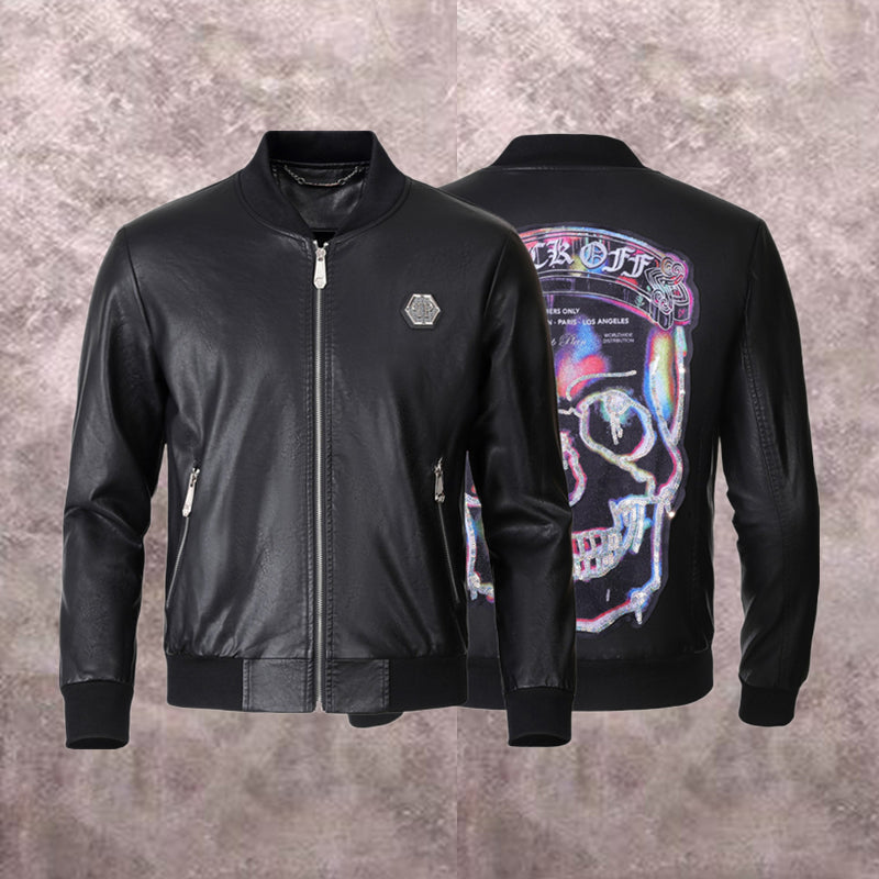 PP Black Leather Jacket #16 | Men's Streetwear