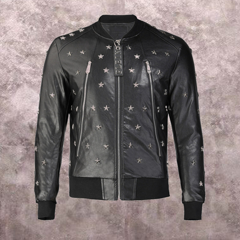 PP Black Leather Jacket #8 | Men's Streetwear