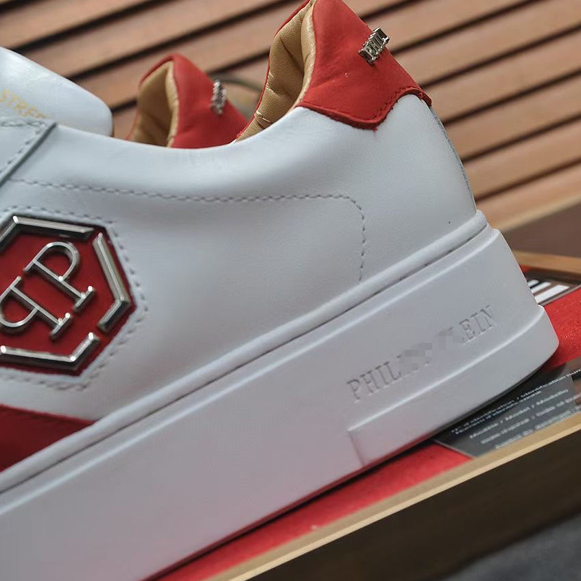 PP White & Red Casual Sneakers #4 | Men's Streetwear