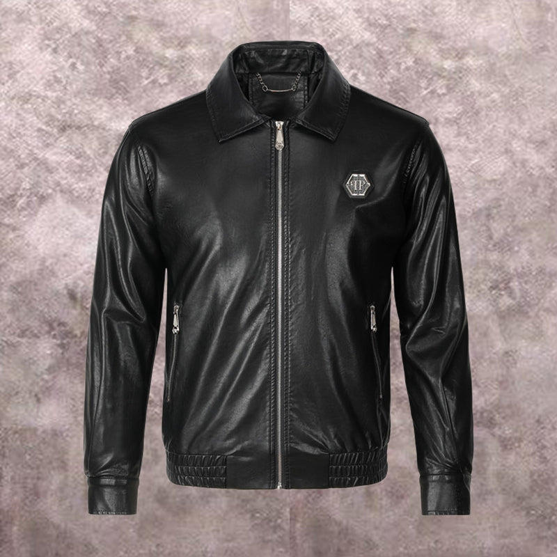 PP Black Leather Jacket #3 | Men's Streetwear
