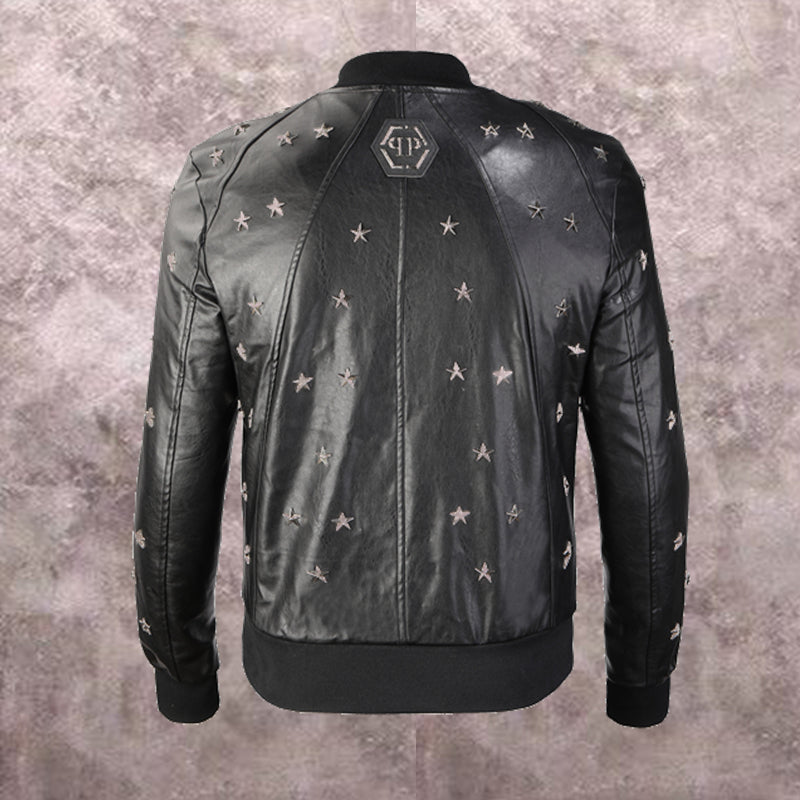 PP Black Leather Jacket #8 | Men's Streetwear