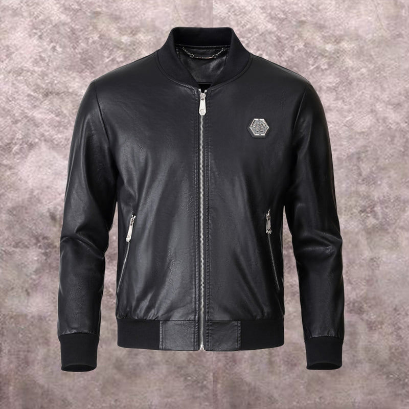 PP Black Leather Jacket #16 | Men's Streetwear