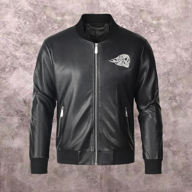 PP Black Leather Jacket #5 | Men's Streetwear