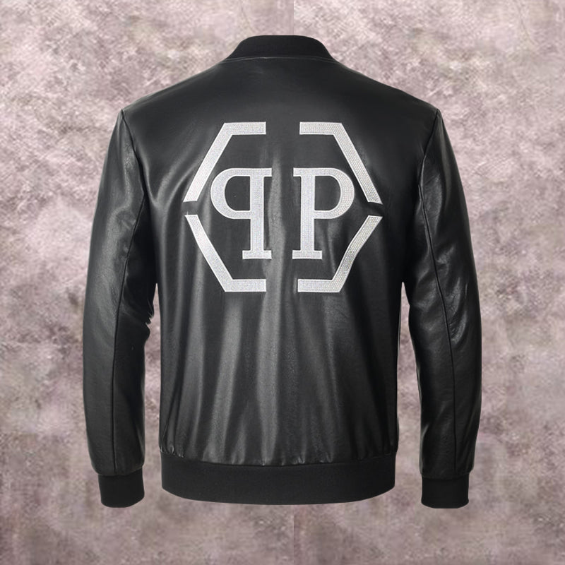 PP Black Leather Jacket #5 | Men's Streetwear
