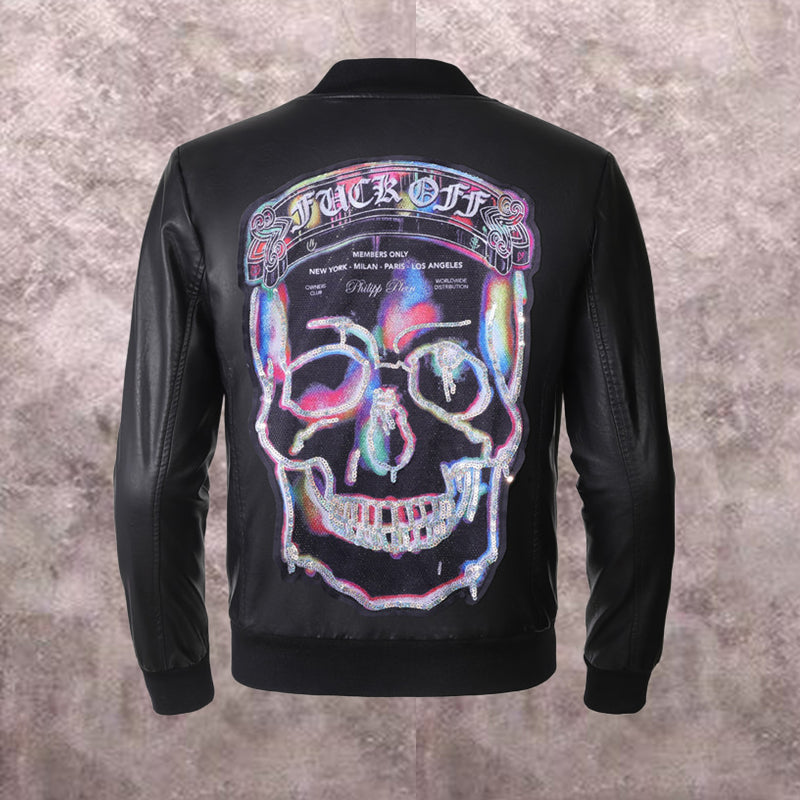 PP Black Leather Jacket #16 | Men's Streetwear