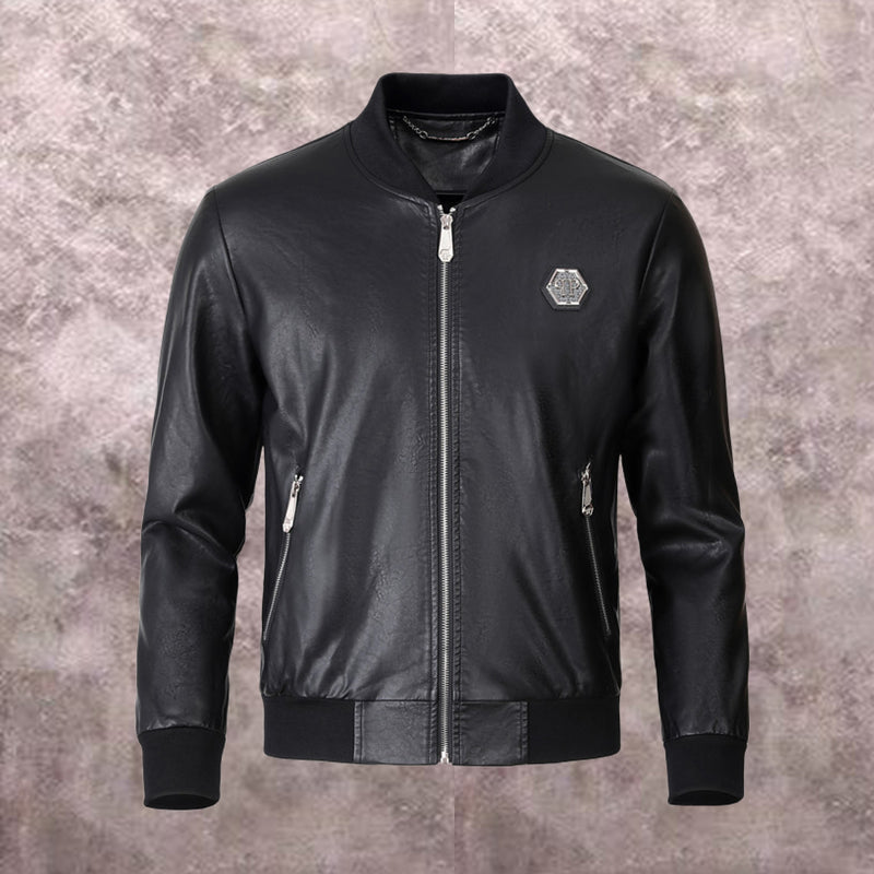 PP Black Leather Jacket #14 | Men's Streetwear