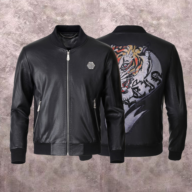 PP Black Leather Jacket #15 | Men's Streetwear