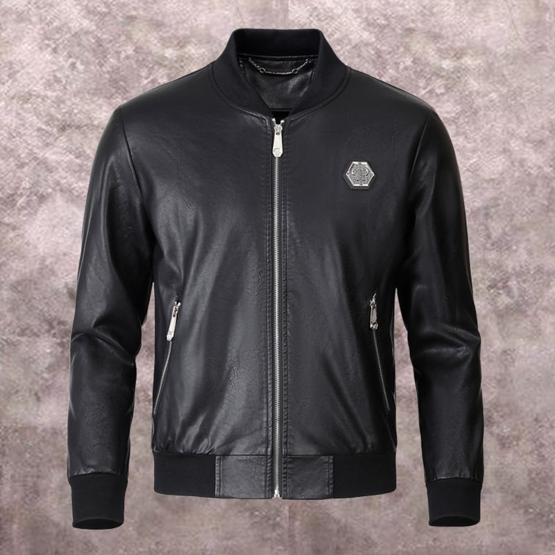 PP Black Leather Jacket #15 | Men's Streetwear