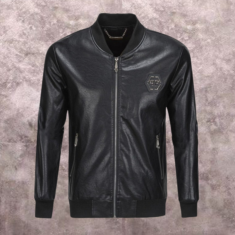 PP Black Leather Jacket #7 | Men's Streetwear