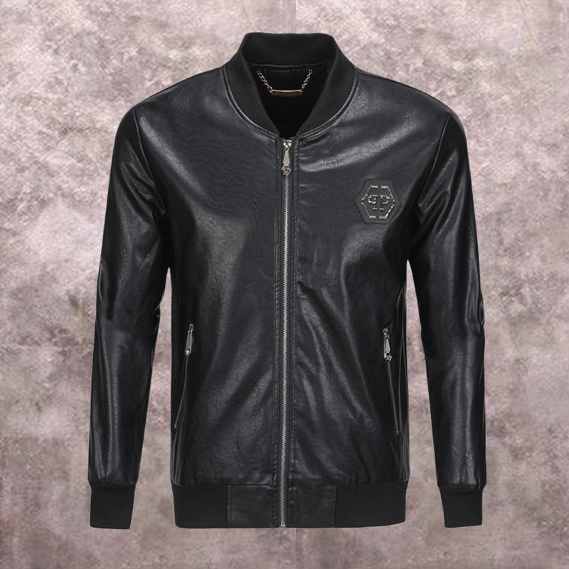 PP Black Leather Jacket #9 | Men's Streetwear