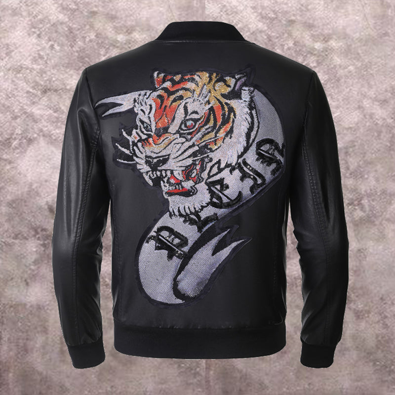 PP Black Leather Jacket #15 | Men's Streetwear