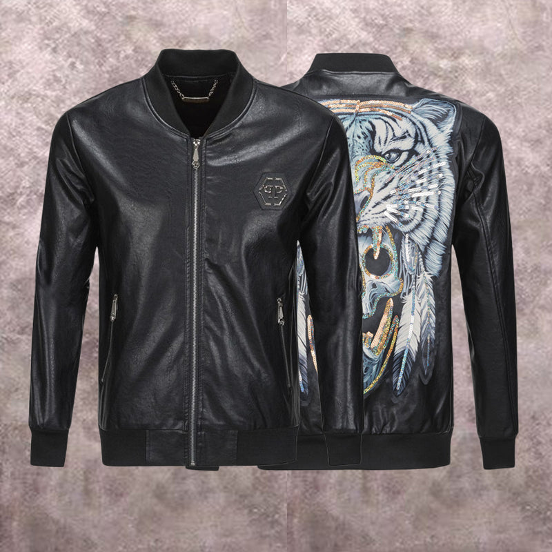 PP Black Leather Jacket #7 | Men's Streetwear