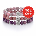 Petal, Blossom & Mystic Natural Stone Bead Bracelet Trio | Paw Charm | Rescue Charity