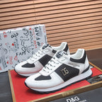 2026 Premium Leather Casual Sneakers - Designer Unisex Shoes in Black & Blue