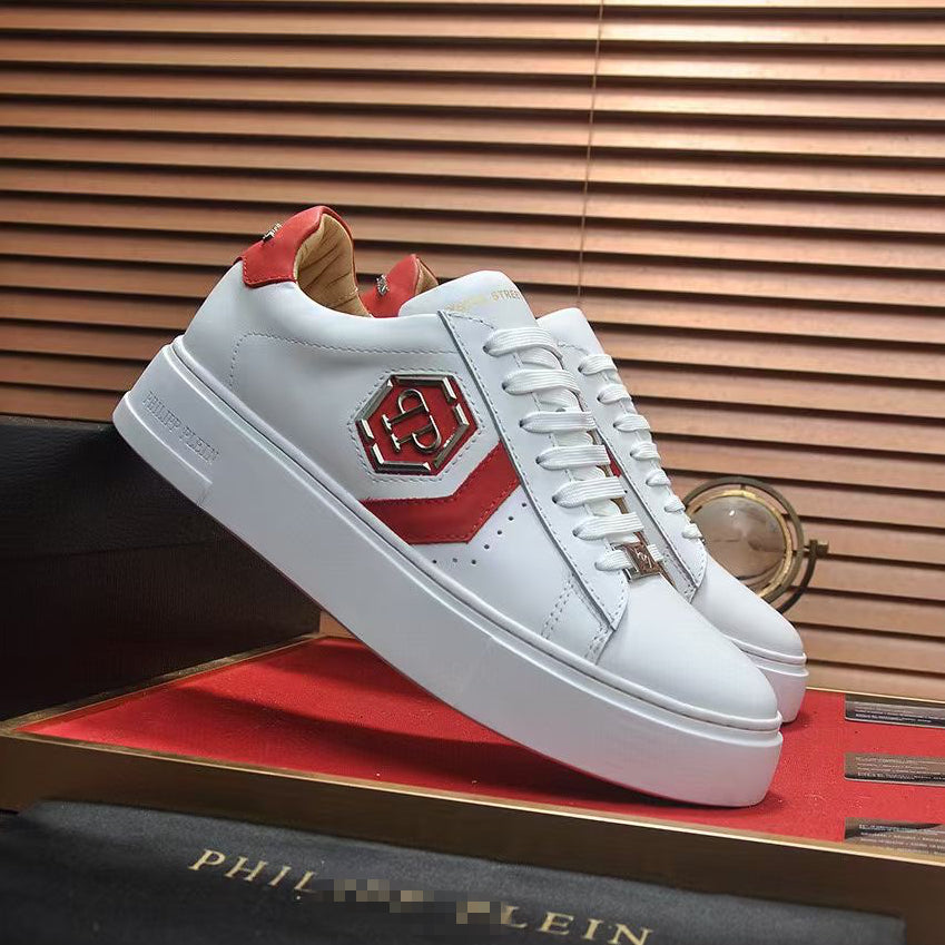PP White & Red Casual Sneakers #4 | Men's Streetwear