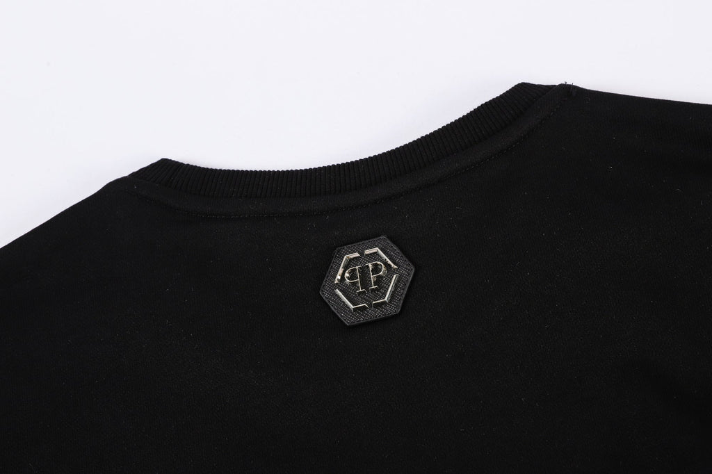 PP Black Cotton Sweatshirt #9027 | Men's Streetwear