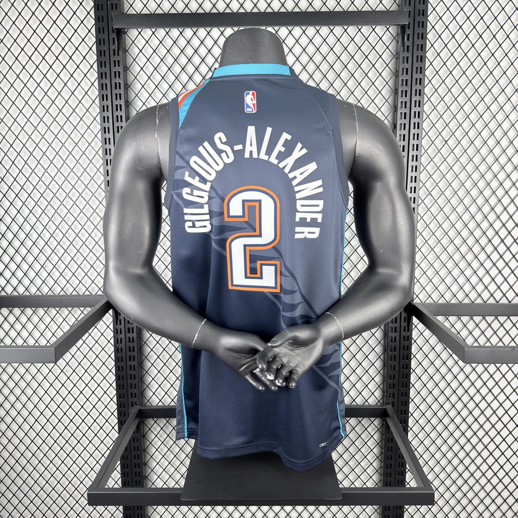 Shai Gilgeous-Alexander No.2 Oklahoma City Thunder City Edition Jersey 2025-26 NBA Authentic Swingman Jersey - View 4
