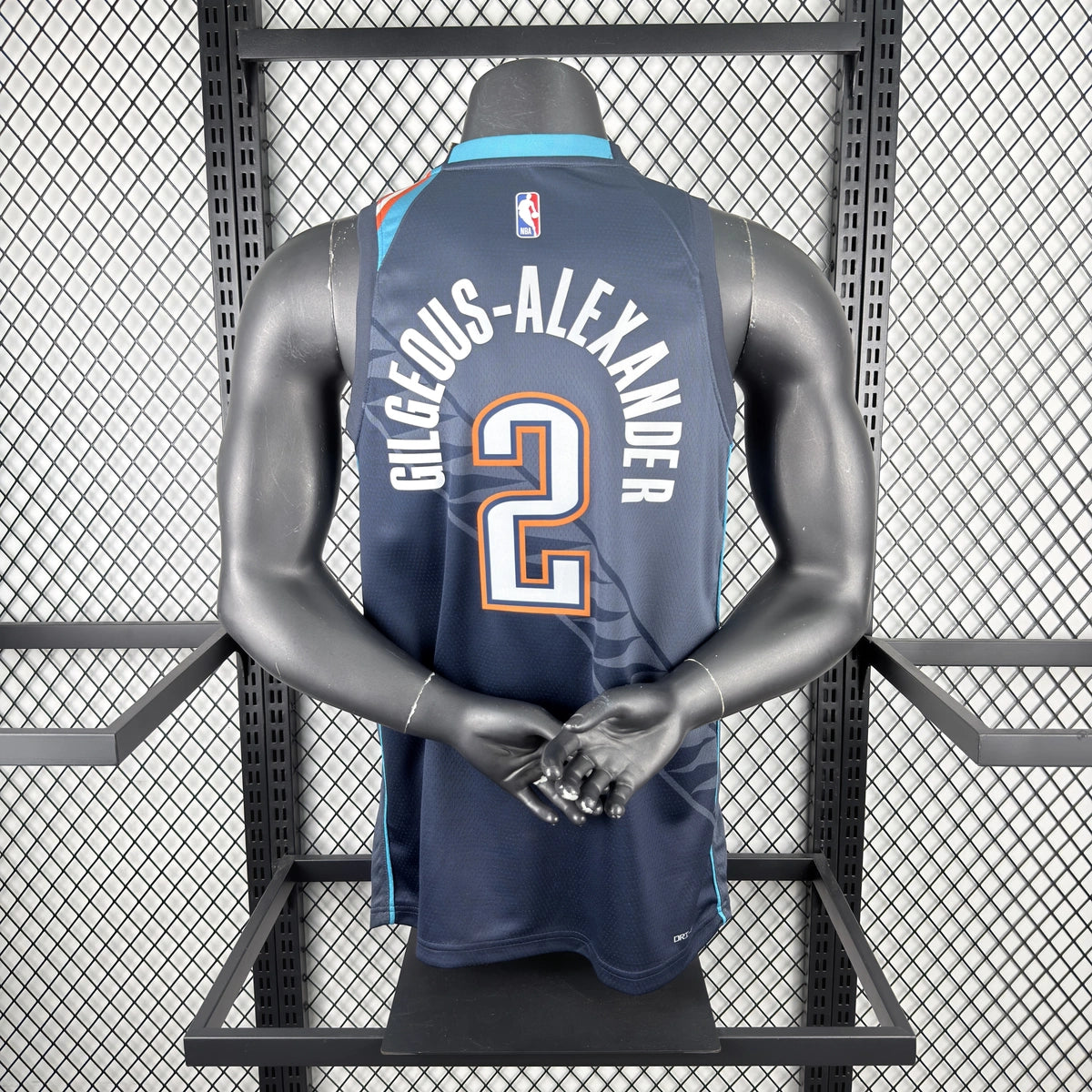 Shai Gilgeous-Alexander No.2 Oklahoma City Thunder City Edition Jersey 2025-26 NBA Authentic Swingman Jersey - View 4
