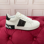 White & Black Leather Casual Sneakers #30 | Men's Streetwear