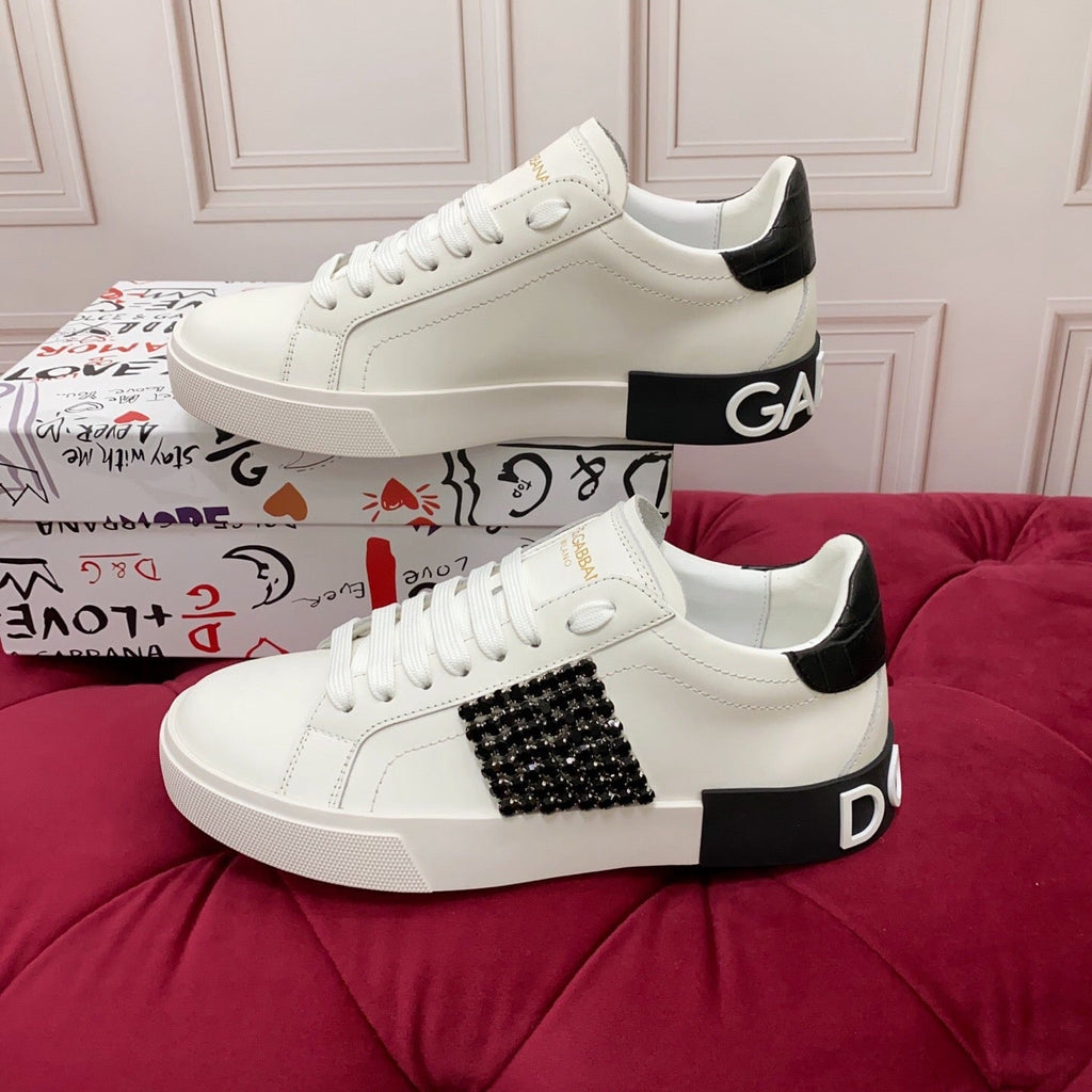 White & Black Leather Casual Sneakers #30 | Men's Streetwear