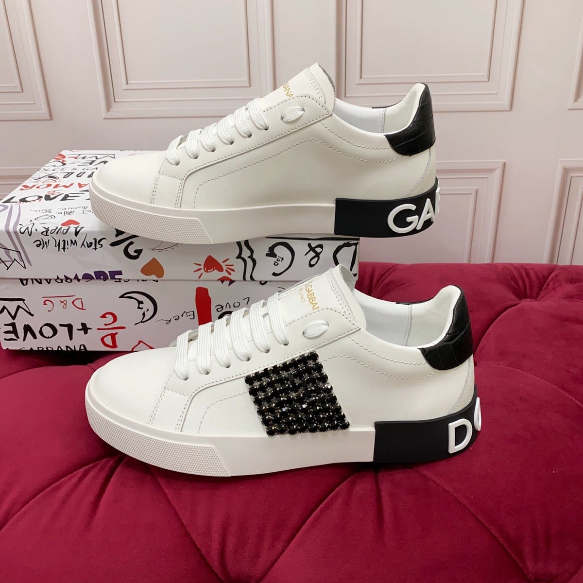 White & Black Leather Casual Sneakers #30 | Men's Streetwear