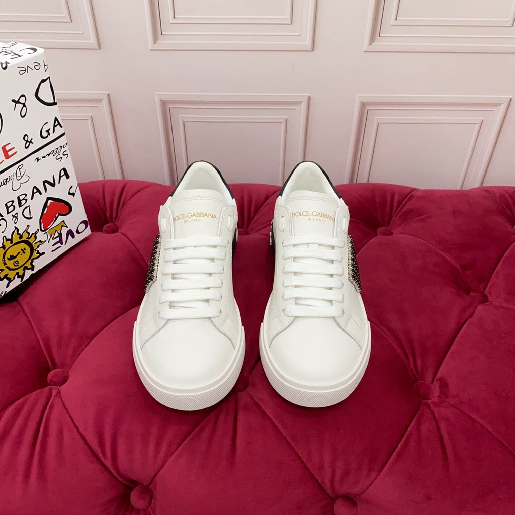 White & Black Leather Casual Sneakers #30 | Men's Streetwear