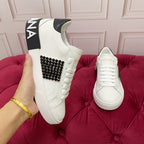 White & Black Leather Casual Sneakers #30 | Men's Streetwear
