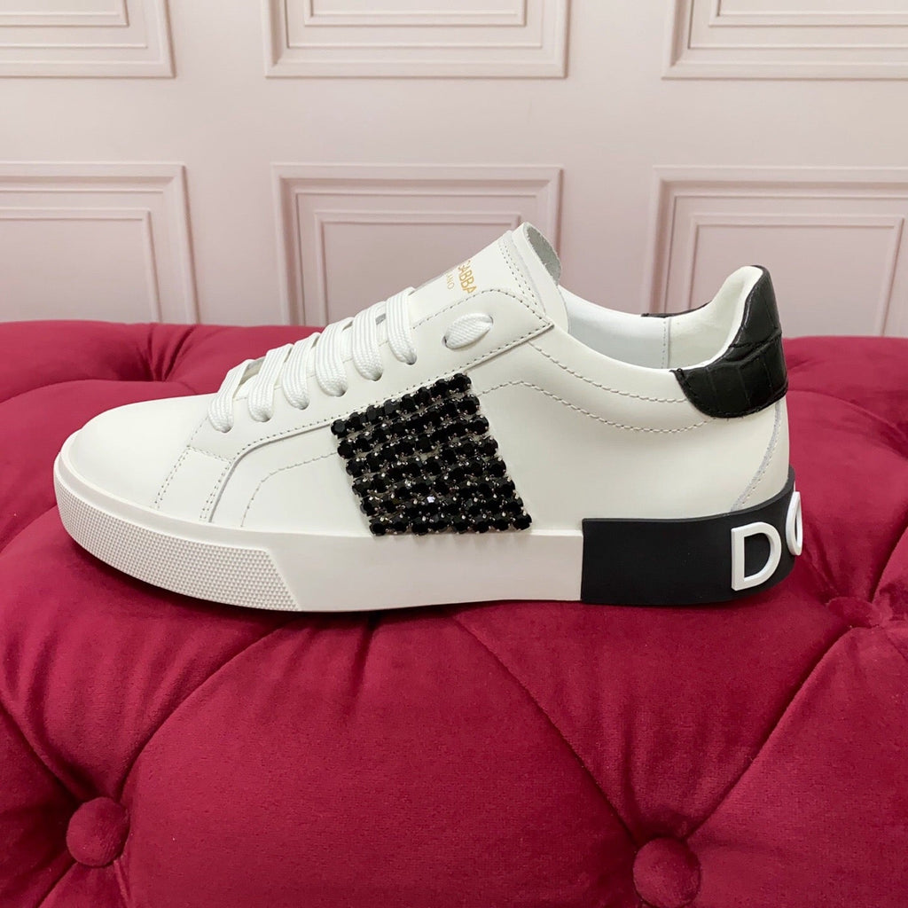 White & Black Leather Casual Sneakers #30 | Men's Streetwear