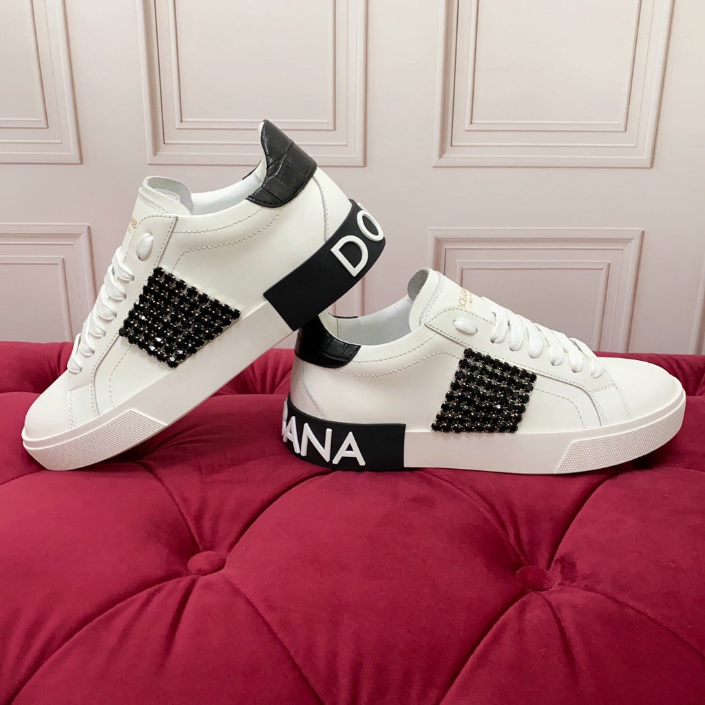 White & Black Leather Casual Sneakers #30 | Men's Streetwear