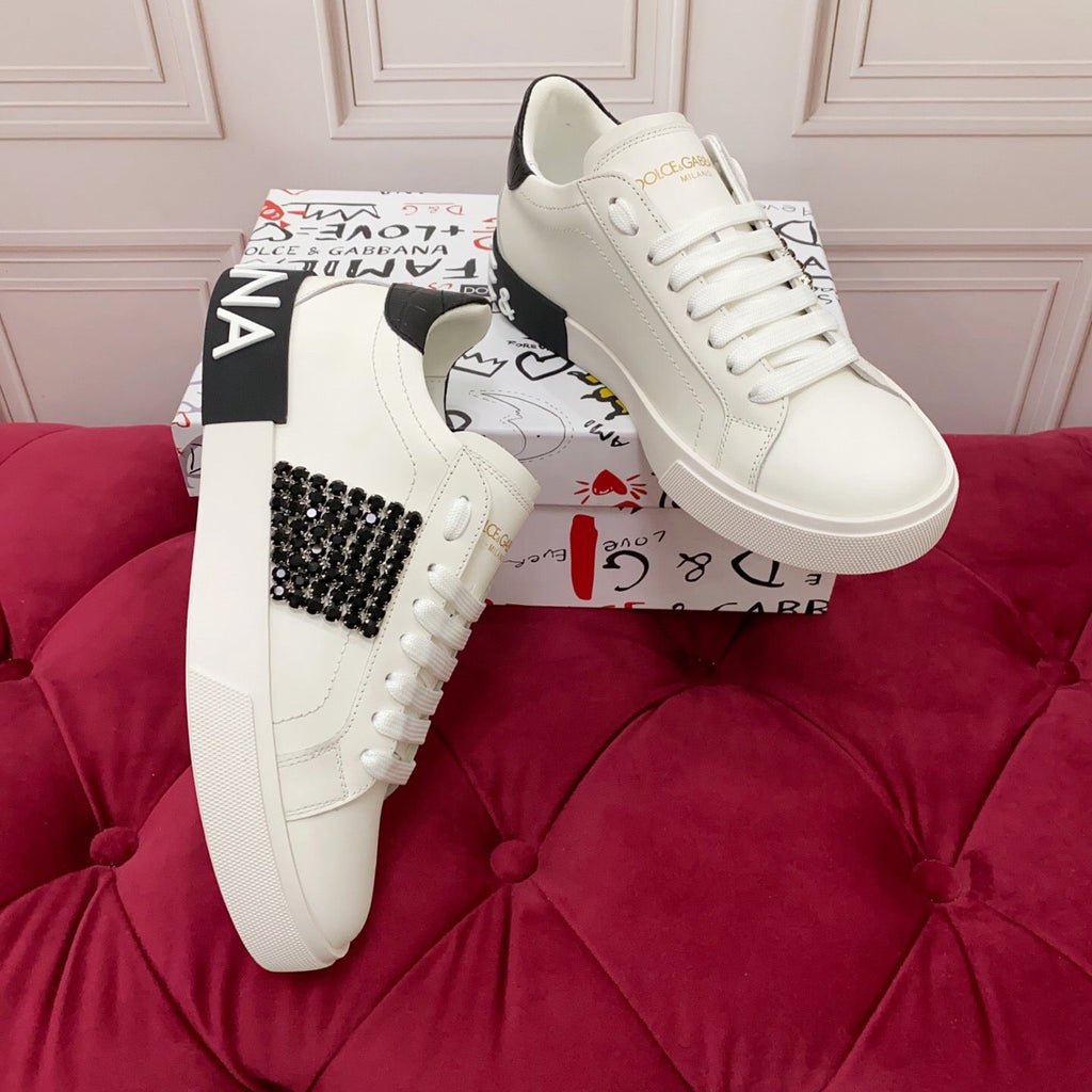 White & Black Leather Casual Sneakers #30 | Men's Streetwear