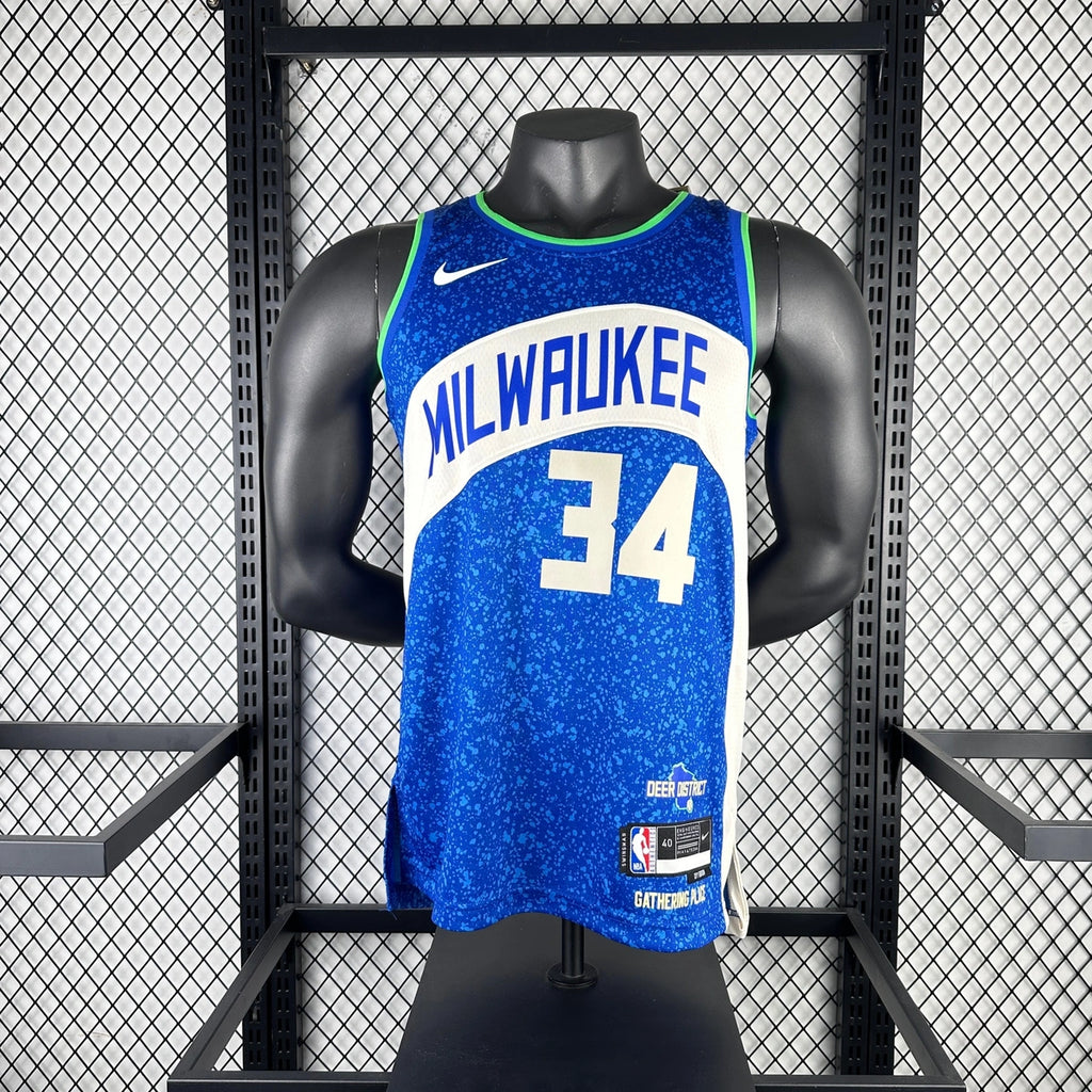 Giannis Antetokounmpo Milwaukee Bucks No.34 City Edition Jersey 2023-24 - View 11
