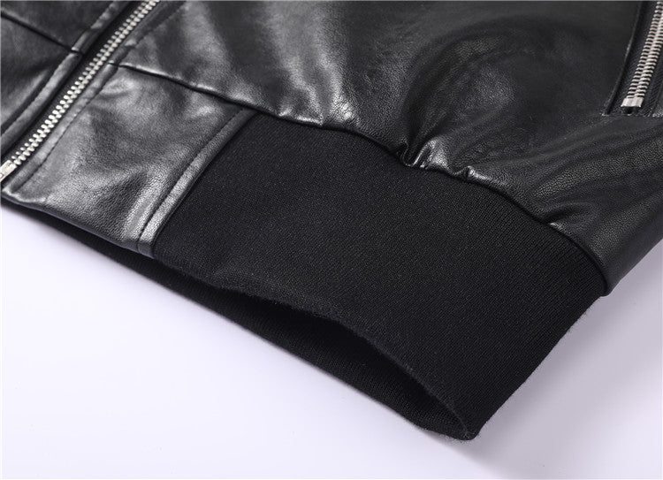 PP Black Skull Leather Bomber Jacket | Men's Streetwear