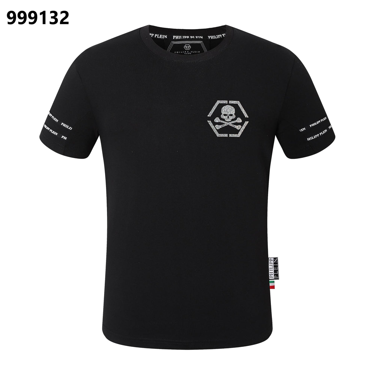 PP Men's Black Cotton Street Style T-Shirt #66