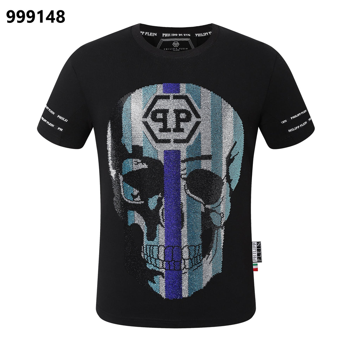 PP Men's Black Cotton Street Style T-Shirt #79