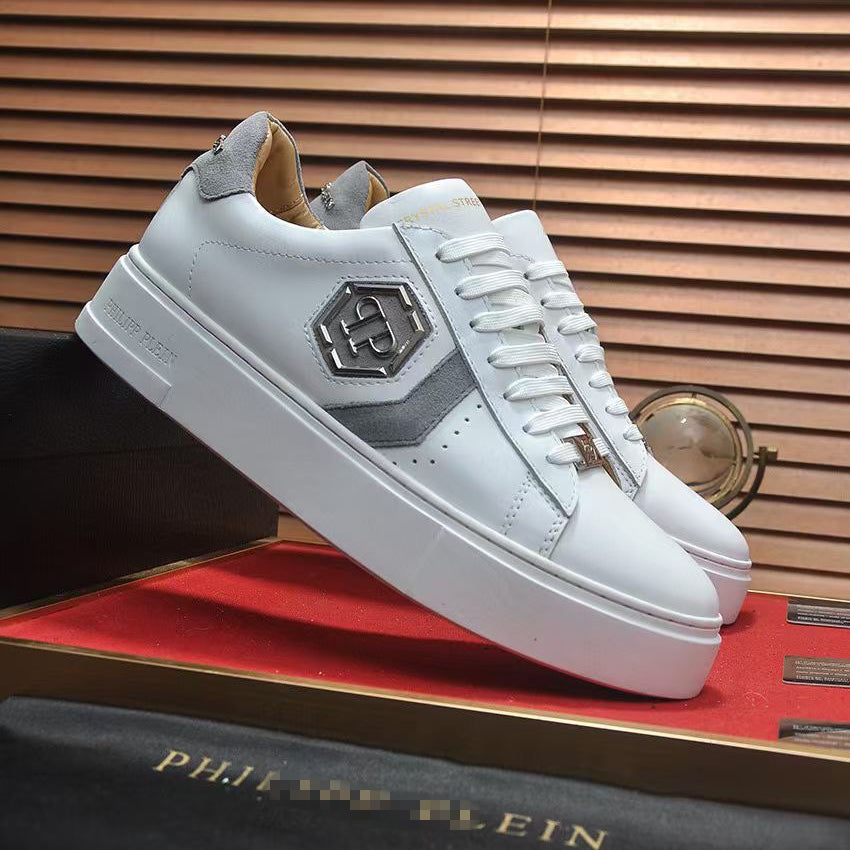 PP White & Red Casual Sneakers #4 | Men's Streetwear