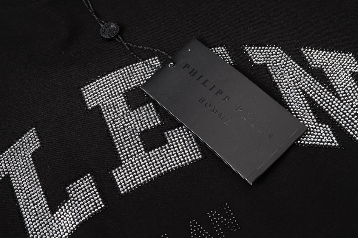 PP Men's Black Streetwear Cotton T-Shirt #64