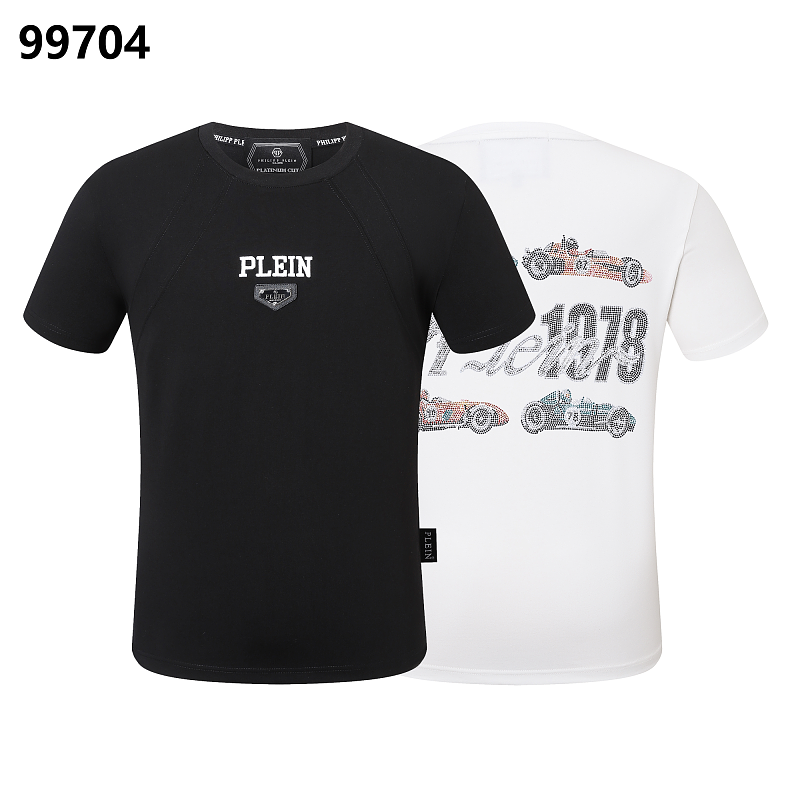 P**P Men's Slim Fit Shield Logo Streetwear T-Shirt | Black White