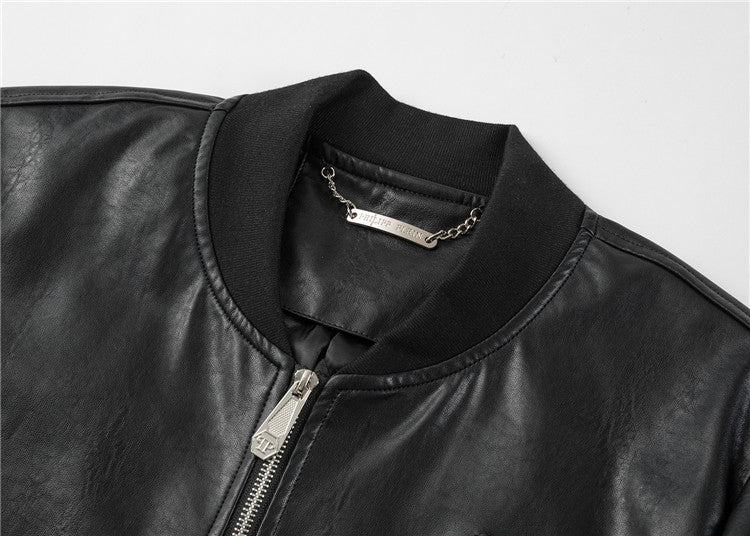 PP Black Leather Jacket #9 | Men's Streetwear