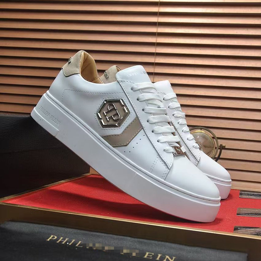 PP White & Red Casual Sneakers #4 | Men's Streetwear