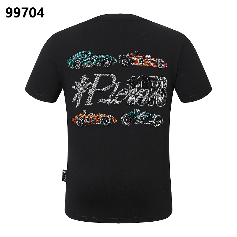 P**P Men's Slim Fit Shield Logo Streetwear T-Shirt | Black White