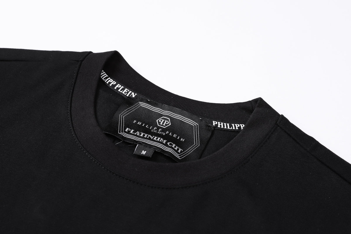 PP Men's Black Streetwear Cotton T-Shirt #64