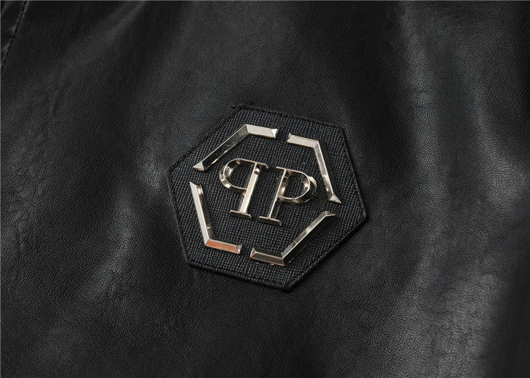 PP Black Leather Jacket #9 | Men's Streetwear